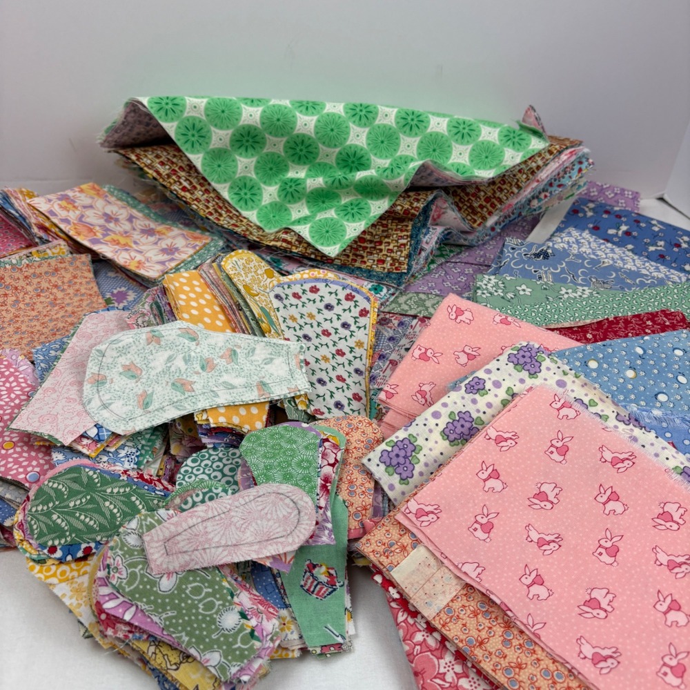 Dresden Plate Quilt Fabric Scraps Lot Pre-cut Cotton Shapes Floral 1930s Print